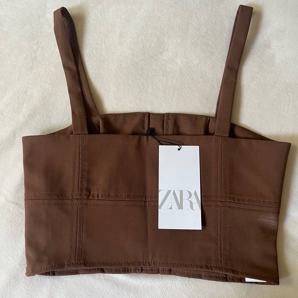 Zara Brown Corset crop top